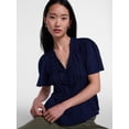 thumbnail image 5 of Scenario Women's and Women's Plus Textured Tie Front Top, Sizes XS-4X, 5 of 6