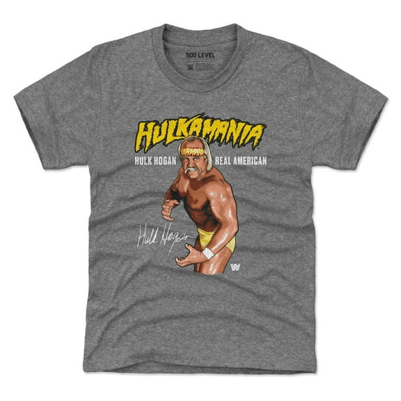 Youth 500 Level Heather Gray Hulk Hogan Hulkamania Pose T-Shirt