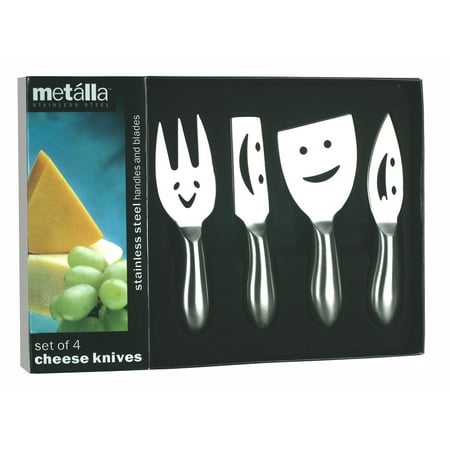 Prodyne Set of 4 Stainless Steel Cheese Knives, Happy (Best Cheese Knife Set)