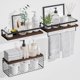 thumbnail image 1 of Repisas Flotantes de Pared Juego de 3 Estantes Flotantes de Baño con Cesta de Alambre y Toallero Repisas para Baño Cocina Sala Oficina Dormitorio, 1 of 7