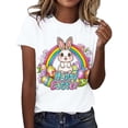 thumbnail image 2 of Mifsaly Womens Easter Shirts Short Sleeve Colorful Easter Eggs Print T-Shirts Playful Holiday Loose Casual Tee S, 2 of 5