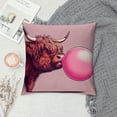 thumbnail image 2 of Highland Cow Throw Pillow Cover Highland Blowing Bubble Gum Cow Decorative Linen Cushion Cover Home Decoration for Couch Sofa Bed Multiple specifications&nbsp;, 2 of 5