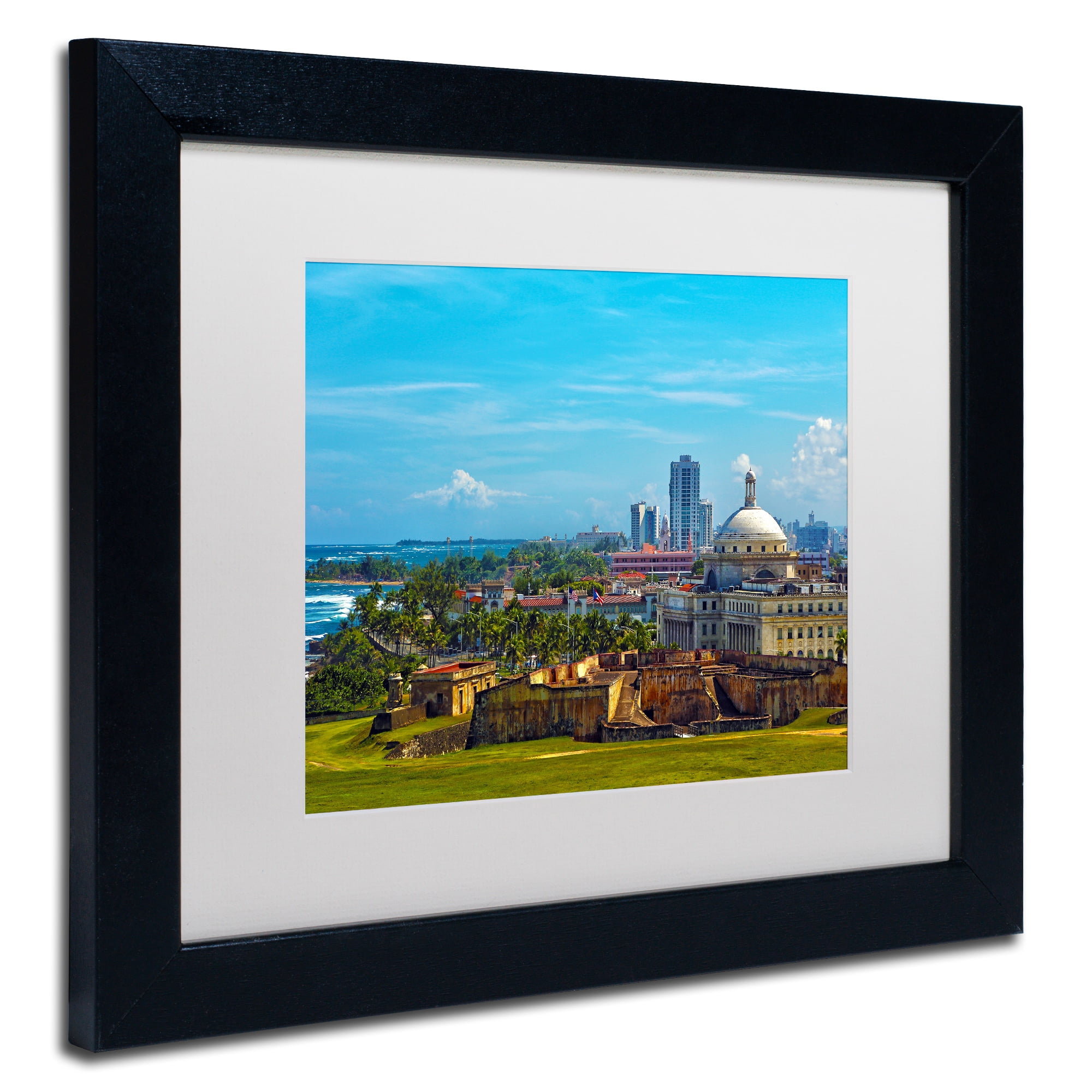 Trademark Fine Art "Old San Juan" Canvas Art by CATeyes, White Matte, Black Frame