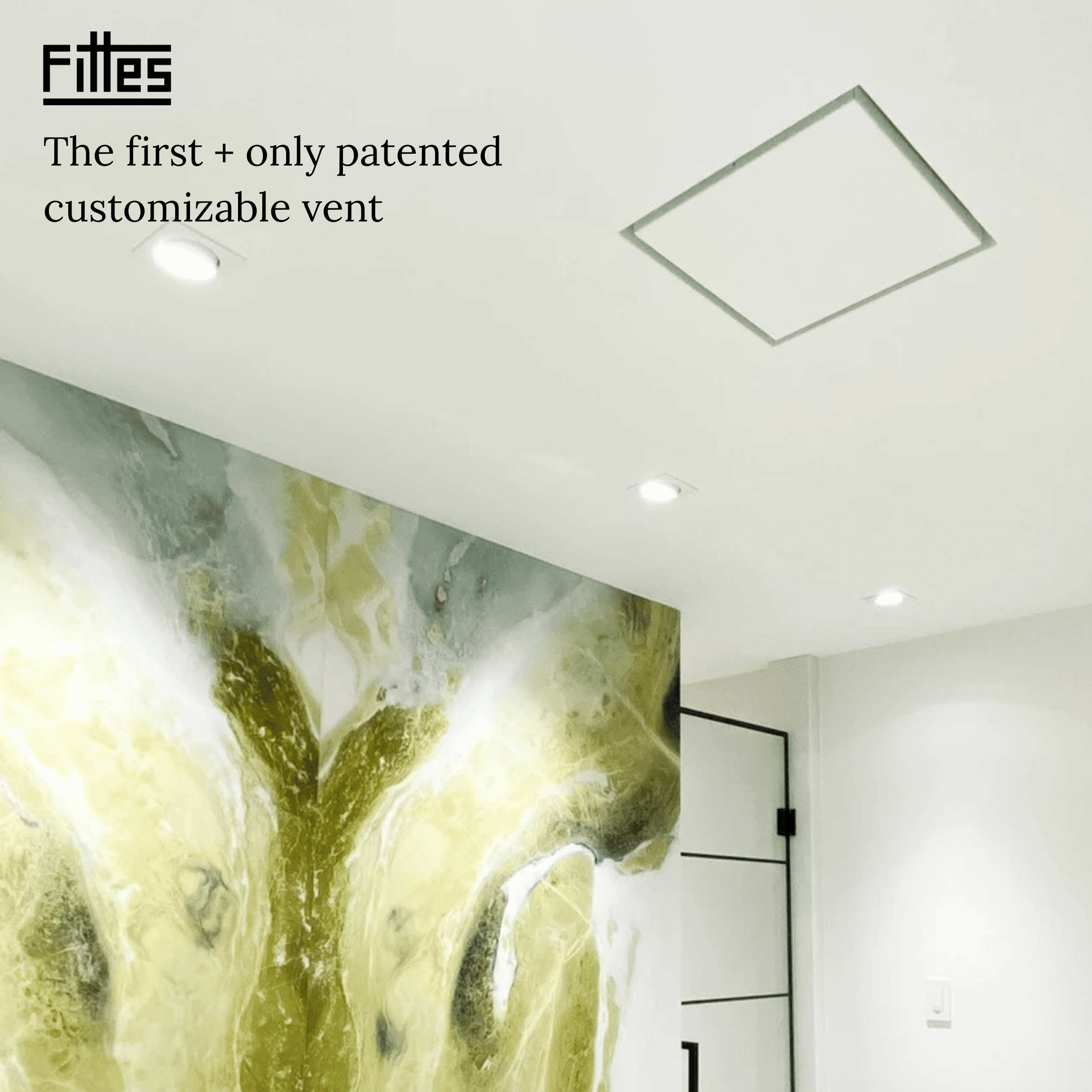 Fittes Flush Exhaust Mount [Lite], Minimalist ABS Plastic Bathroom Ventilation Fan Upgrade Cover for Wall or Ceiling, Pro Install, – 14"x14" – Cotton White