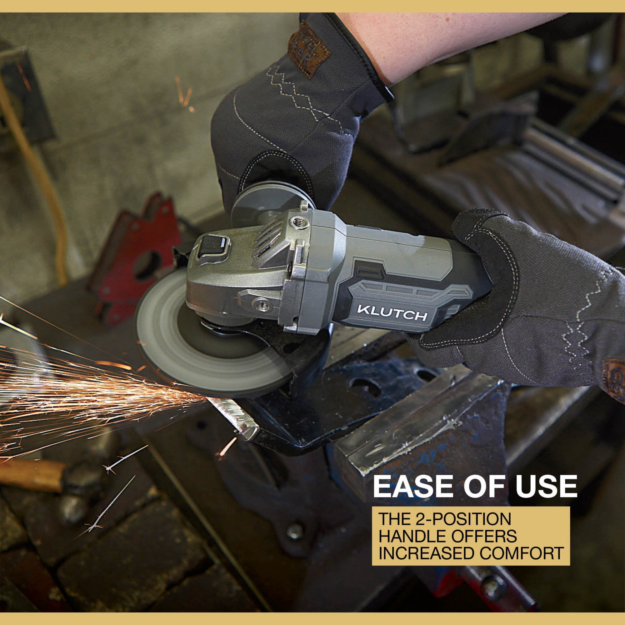 Klutch 4-1/2in./5in. Angle Grinder, KLiQ 20V, Paddle Switch, 8500 RPM, Brushless, Cordless, Bare Tool