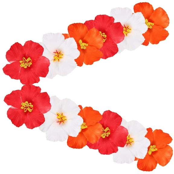 OFFIGAM 12Pcs Clip On Flower Hibiscus Hair Clips Assorted Color Versatile Use for Women Summer Vacation