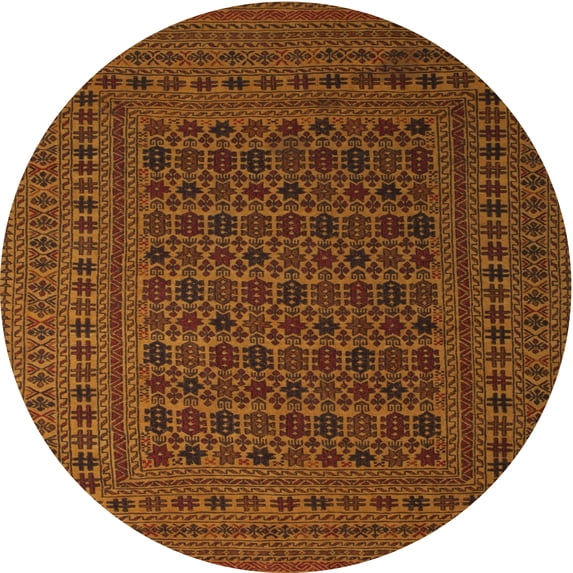 Ahgly Company Machine Washable Indoor Round Traditional Sedona Brown Area Rugs, 3' Round