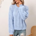 thumbnail image 3 of Fesfesfes Fall And Winter Sweater Women's Casual Round Neck Pullover Blouse Long Sleeve Solid Tops Sweater Plus Size $10, 3 of 8