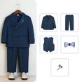 thumbnail image 4 of Kids Boys Handsome 5 Piece Suit Clothes Holiday Outdoor Soft Piano Hosting Performance Dress Suit, 4 of 9
