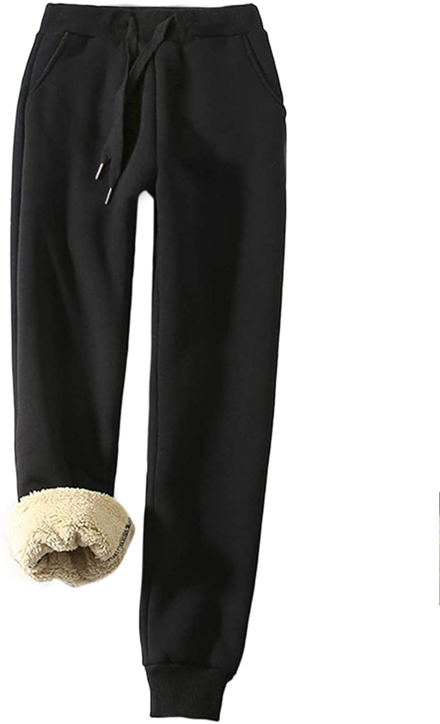 Women's Warm Sherpa Lined Athletic Sweatpants Jogger Fleece Pants ...