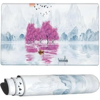 XXL Extended Cherry Blossom Mouse Pad Landscape Large Gaming Mousepad Japanese Stitched Edges Office Desk Pads Non-Slip Rubber Base Rectangular Mouse Mat(Size:35.4x15.7in)