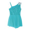 thumbnail image 6 of YONGHS Kids Girls Sequin Ballet Lyrical Dance Dress Sleeveless Spaghetti Leotard Tutu Dress Green 8, 6 of 7
