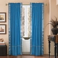 thumbnail image 2 of Turquoise Rod Pocket  Sheer Sari Curtains w/ Silver Border -80W x 84L-Pair, 2 of 2