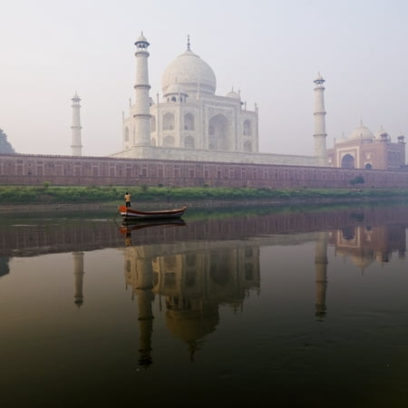 Person In Boat In Front Of Taj Mahal Agra India Canvas Art - Keith Levit  Design Pics (18 x (Best Car For Short Person In India)