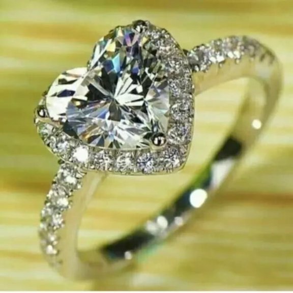 2 Ct Heart Cut Lab-Created Diamond Halo Engagement Ring 14K White Gold Plated