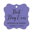 thumbnail image 1 of Darling Souvenir Personalized Fancy Frame Wedding Gift Tags 'Best Day Ever' Custom Name & Date Favor Hang Tags-Lavender-100 Tags, 1 of 1