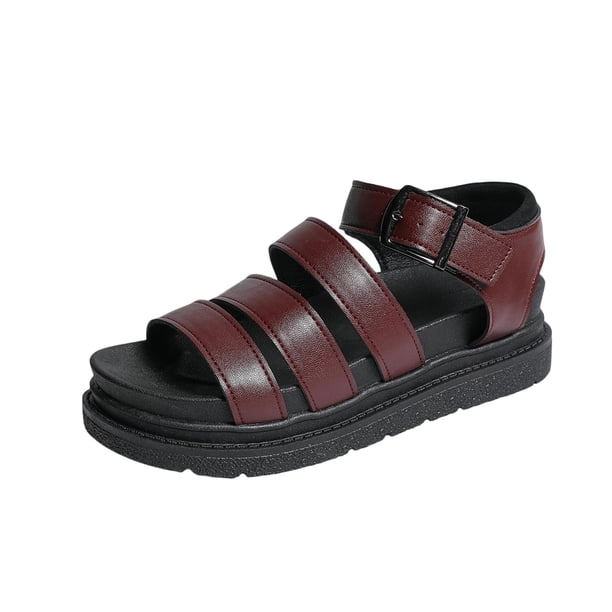 Zapatos Casuales de las Mujeres Tamaño Más Sandalias de Pie Abierto con Correa de Tobillo Ajustable, Tacón de 2 cm, Cuero Superior para el Estilo Primavera/Verano