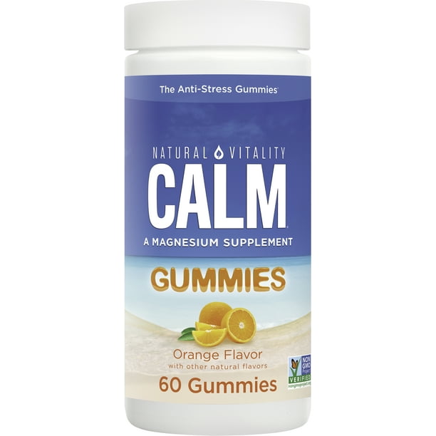 Natural Vitality Calm Magnesium Supplement, AntiStress Gummies, Orange