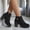 Black, variant on Women's Winter Warm Ankle Boots: Thick Sole & High Heel - Black PU Leather, Side Zipper with Lace-Up Detail, Plain Toe | Chic Everyday Booties | Faux Fur Lined | Rubber Sole,US Size:6.5-10.5