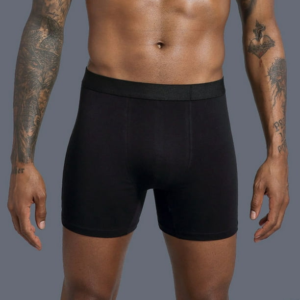 jovati Mens Underwear Boxer Briefs Mens Underwear Cotton Large Size Fatty Mens  Boxer Underpants Extra Long Sport Solid Color 