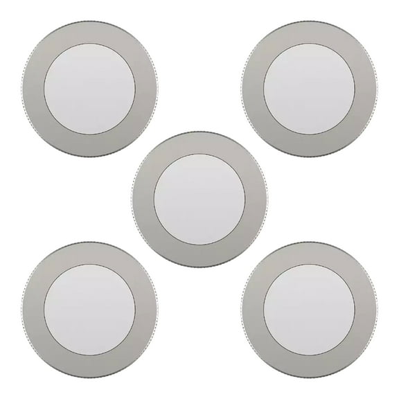 GE Set of 5 Dimmable Modern Corded Electric Plastic LED Puck Lights, Silver