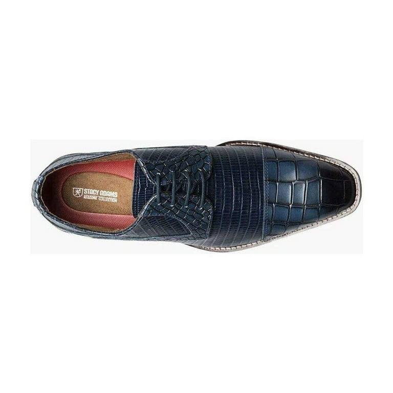 Stacy Adams Tedesco Cap Toe Oxford Lizard Leather Dress Shoes Blue
