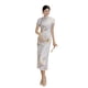 thumbnail image 5 of Vestido cheongsam de verano y otoño, vestido de satén, retro, ajustado, para banquete, traje de doble capa, 5 of 5