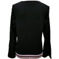 thumbnail image 2 of Alfani Womens Striped Bell Sleeve Pullover Sweater, Black, XX-Large, 2 of 3