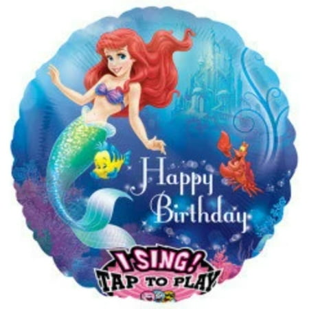 28" Packaged Litte Mermaid Happy Birthday Singing Balloon