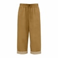 thumbnail image 5 of iHPH7 Capris Pants for Women Cotton Linen Casual Summer 2026 Straight Wide Leg Loose Drawstring Elastic Waist Cropped Trouser (S-3XL), 5 of 7