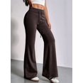 thumbnail image 4 of Women'S Wide Waistband Sweatpants Trendy Baggy High Waisted Casual Trousers Flare Leg Pant Brown S, 4 of 7