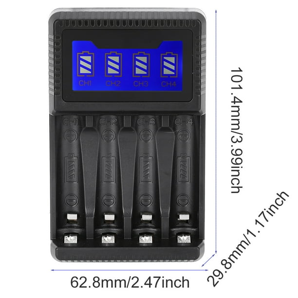Batería Seivi PC Black Intelligent Protección Inteligente USB Pantalla LCD Cargador De Batería De Cuatro Ranuras Para AAA AAA NI-MH Cálculo Carga