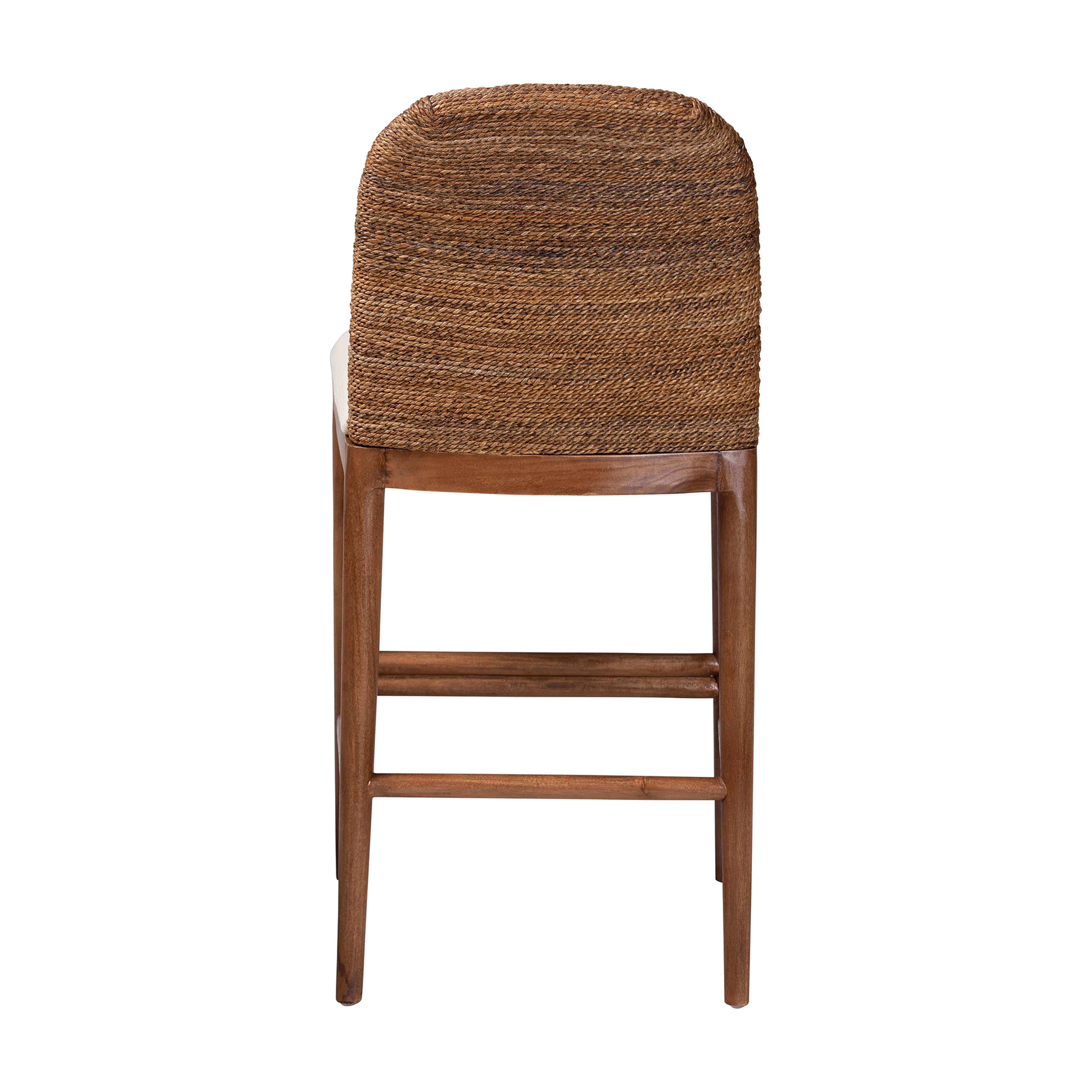 bali & pari Nadim Acacia Wood and Seagrass BOHO Counter Stools, Natural Seagrass