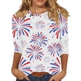thumbnail image 2 of Zivyakyron T-Shirts Womens Vacation Summer Patriotic Fourth of July Woman Tops Casual Loose 3/4 Sleeve Clothes, 2 of 5