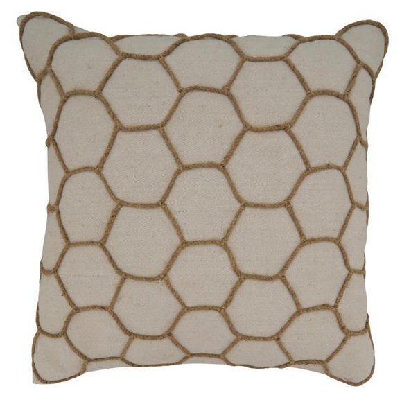 Saro Lifestyle 550.W18SP Coussin Carré de 18 Po en Poly-Rempli Brodé Dori, Blanc