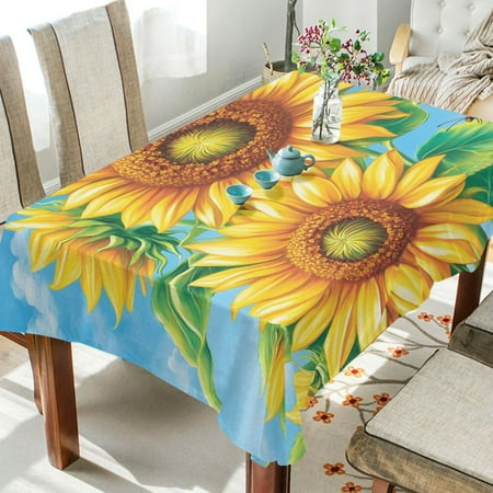 

YAZAOO Square Tablecloth Sunflower Butterfly Pattern Pattern Tableclothes
