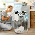 thumbnail image 5 of Yayeee Freestanding Laundry Hamper with Handle Collapsible Large Storage Basket for Clothes, Gray Hexagons, 5 of 7