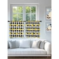 thumbnail image 4 of Sheer Curtains 54 Inch Length 2 Panels Set for Kitchen, Yellow Lemons Semi Sheer Curtains for Windows, Summer Botanical Black White Checkered Voile Window Treatments Rod Pocket Curtain, 4 of 7