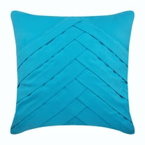 Toss Pillow Cover, Turquoise Blue Euro Sham Covers 26x26 inch (65x65 cm), Suede Euro Size Pillow Covers, Solid Color, Pintucks, Textured, Striped - Turquoise Blue No Limits No Lines