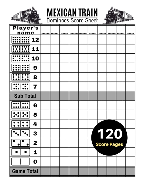 Mexican Train Score Sheets V 5 Mexican Train Dominoes Score Pad For