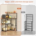 thumbnail image 2 of L-Shaped Bakers Rack with Storage, 4 Tiers Microwave Stand with Shelves & 9 Hooks, Small Coffee Bar for Corner, Freestanding Kitchen Appliance Organizer for Spices, Pots, Rustic Brown, 2 of 9