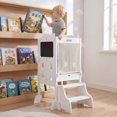 thumbnail image 2 of Gymax Foldable Toddler Step Stool w/Chalkboards 2-Step Stool Hollowed-out Patterns White, 2 of 10