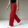 thumbnail image 5 of Lenpel Mens Casual Sweatpants Fall Elastic Waist Drawstring Straight Leg Trousers with Pockets Solid Color Warm Work Pants(Red,X-Large), 5 of 8