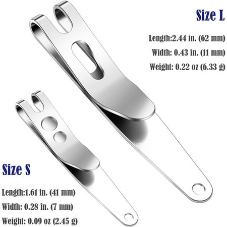 TRHOO-Deep Carry Pocket Clip - Heavy Duty Stainless Steel Multi-Purpose Belt Clip for EDC Gear Swiss Army Knives Keys | Secure Suspension Pocket Hook for Tactical Equipment (2 Pack)