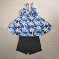 thumbnail image 4 of Baqcunre Swimwears Tankinis Set for Women Skirt Leaf Print Separate Swimsuit, 1Set Of Swimwear Black M, 4 of 9