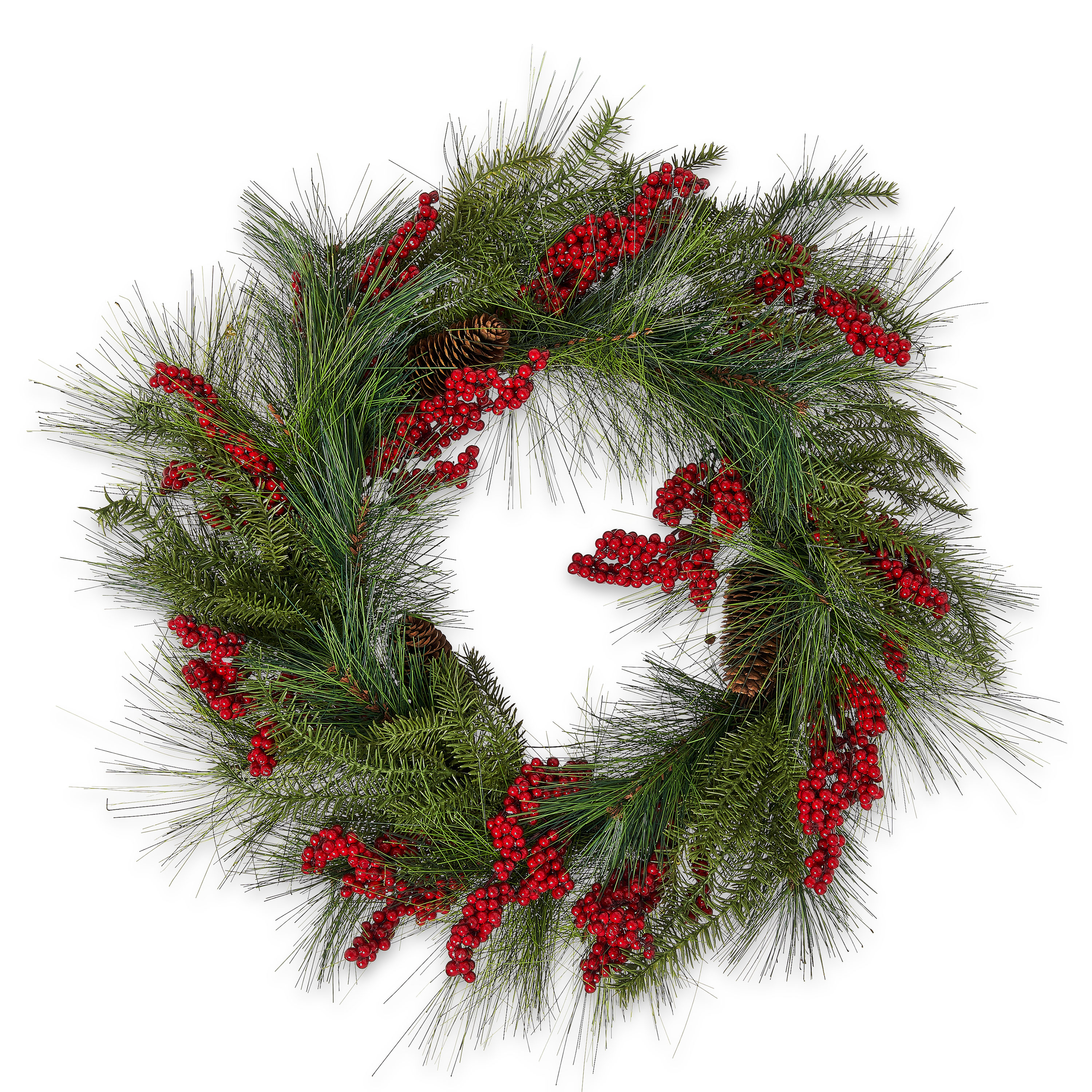 Holiday Time Red Berry Evergreen Christmas Wreath, 22 Inch - image 5 of 6