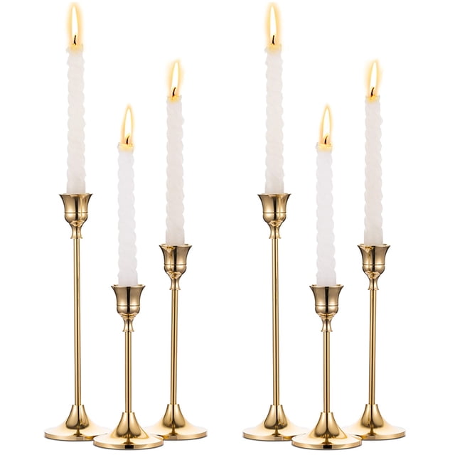 Juego de 6 portavelas NUPTIO Brass Gold Metal