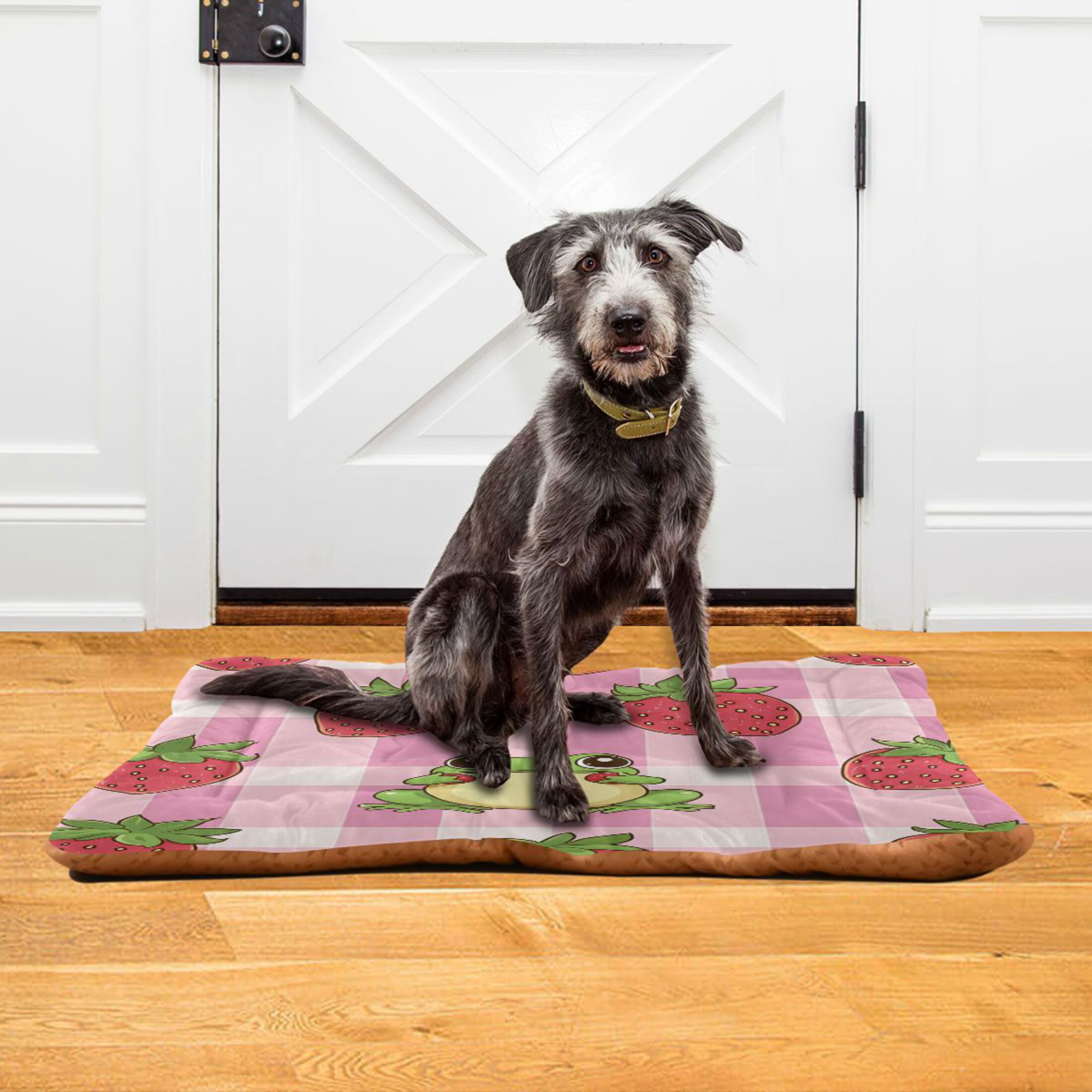 Qxltty Strawberry Frog Pattern Ped Pad Wear-resistant and Hard to Bite Through Sleeping Pad for Small Medium Large Dogs Winter Pet Bed 36×24in