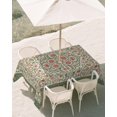 thumbnail image 2 of 60x84 Inch Outdoor Tablecloth with Umbrella Hole Zipper Rectangle Abstract Flowers Print Rectangular Tablecloths Waterproof Retro Bohemia Ethnic Botanical Style Patio Table Cloth Cover for Picnic, 2 of 8