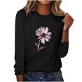 thumbnail image 5 of IROINNID Pink Tops for Women Long Sleeves Shirts Printed Round Neck Comfy Tee ,Black, 5 of 5